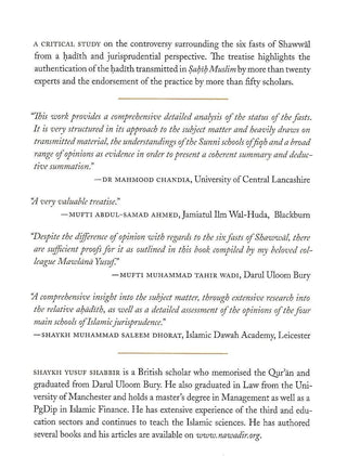 An Expositive Treatise On The Six Fasts of Shawwal Islamic Books UK 786 - simplyislam