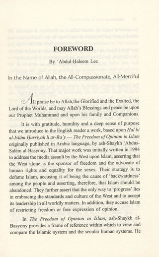 The Freedom of Opinion In Islam