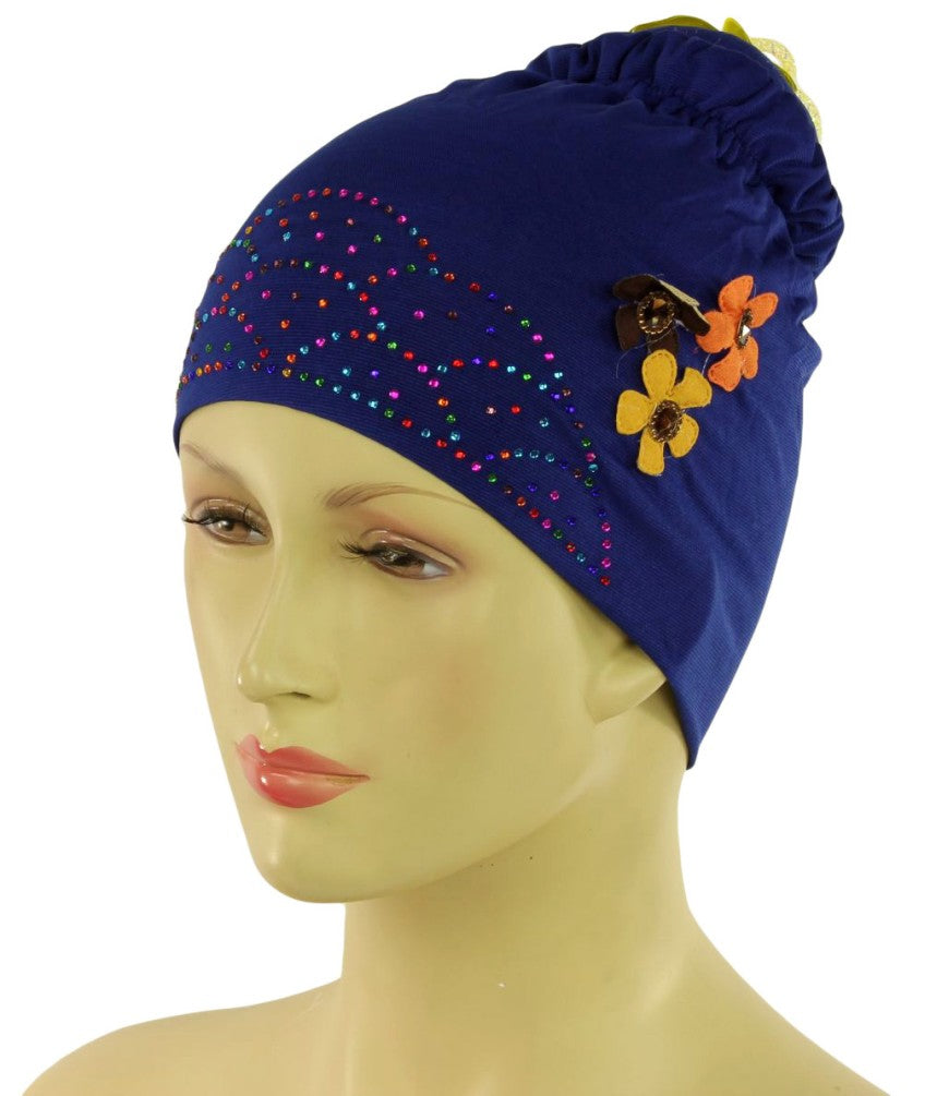 in Bone Hijab Cap Khaleeji Pom-Pom Scrunchie Volumizer Dark
